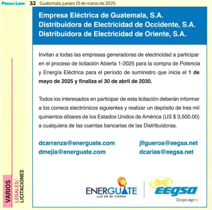 Licitación abierta 1-2025