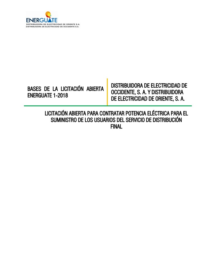 Licitación Abierta ENERGUATE 1-2018