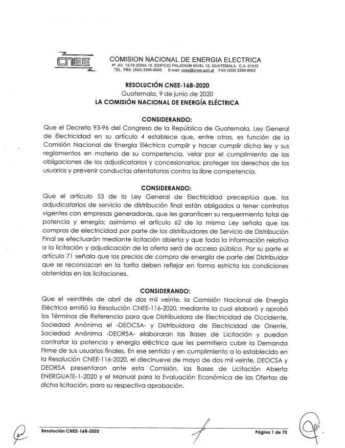Licitación Abierta ENERGUATE 1-2020