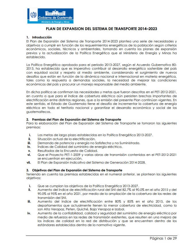 PLAN DE EXPANSION DEL SISTEMA DE TRANSPORTE 2014–2023