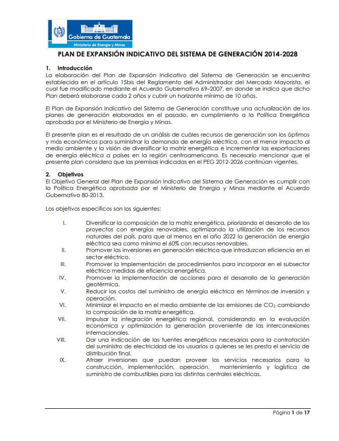 PLAN DE EXPANSIÓN INDICATIVO DEL SISTEMA DE GENERACIÓN 2014-2028