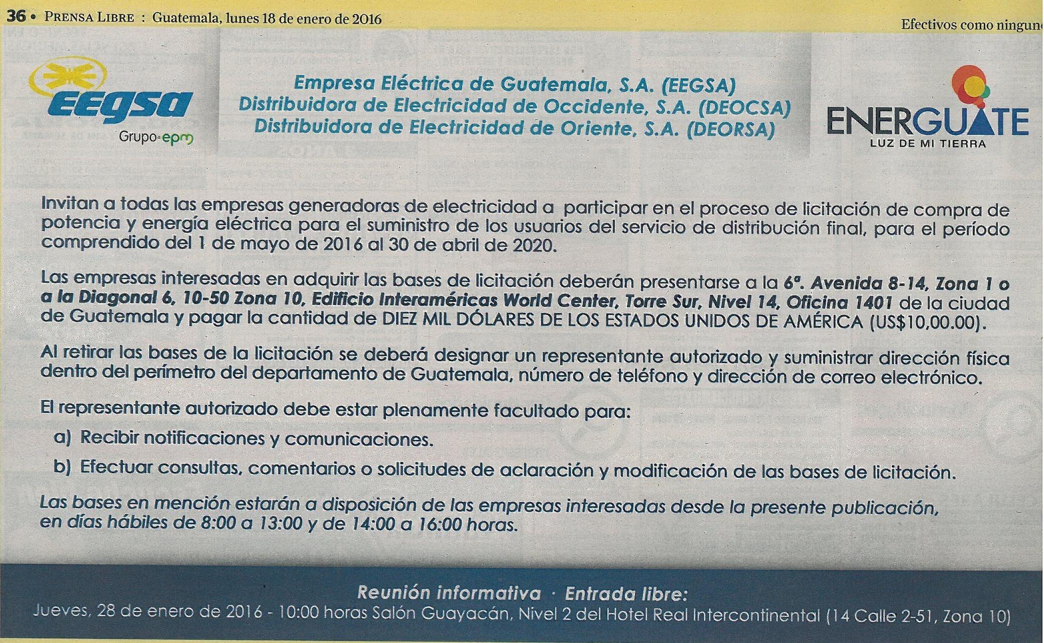 Licitación Abierta 1-2016
