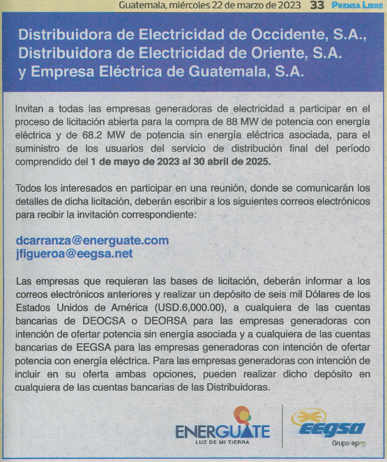 Licitación abierta 1-2023