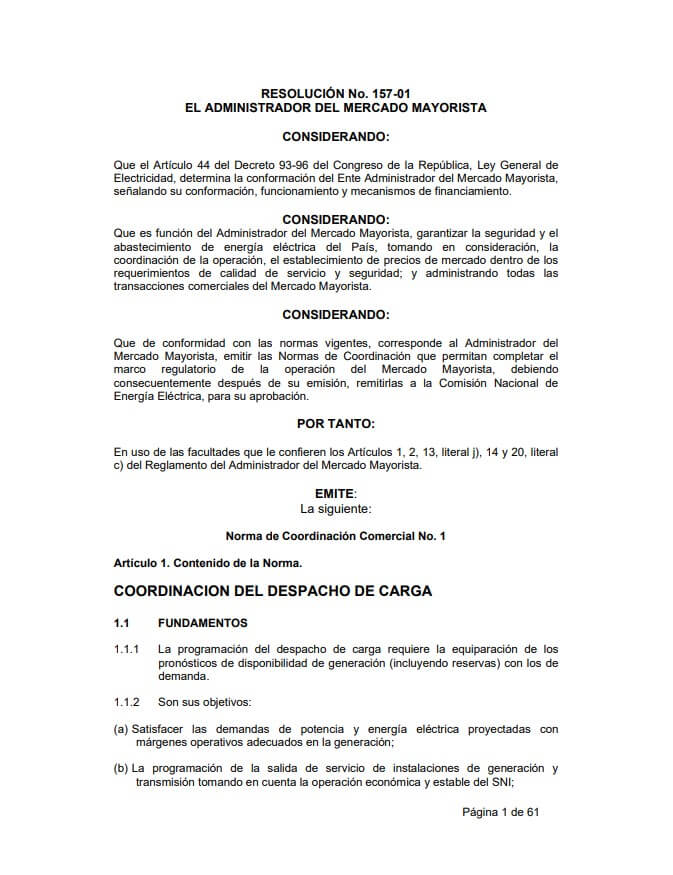 NCC-1: Coordinación de despacho de carga