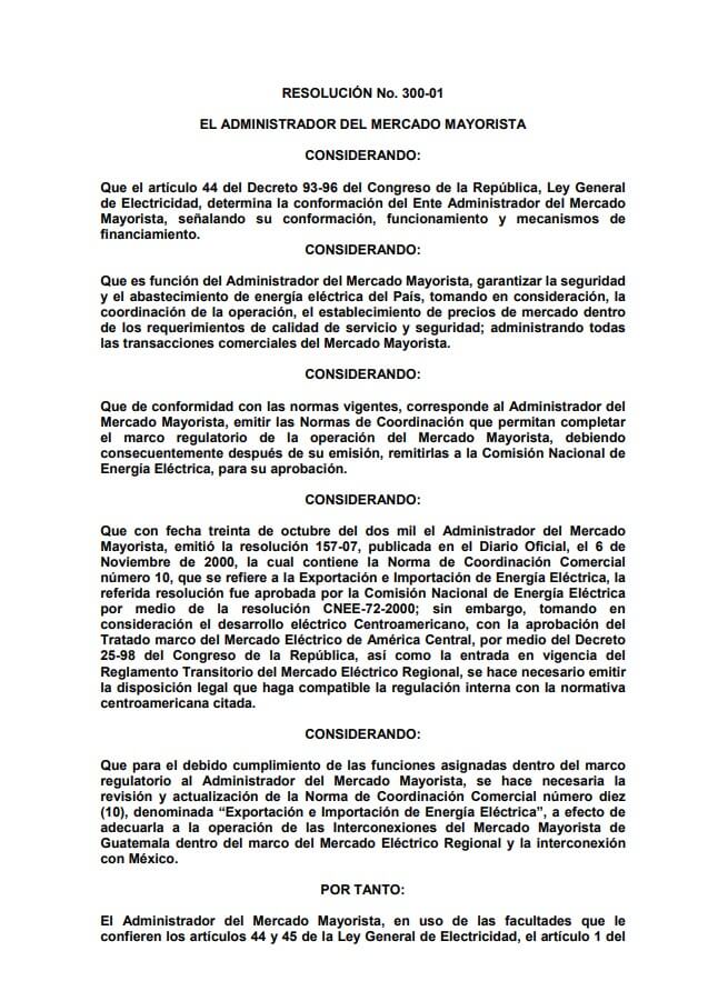 NCC-10: Exportación e importación de energía eléctrica
