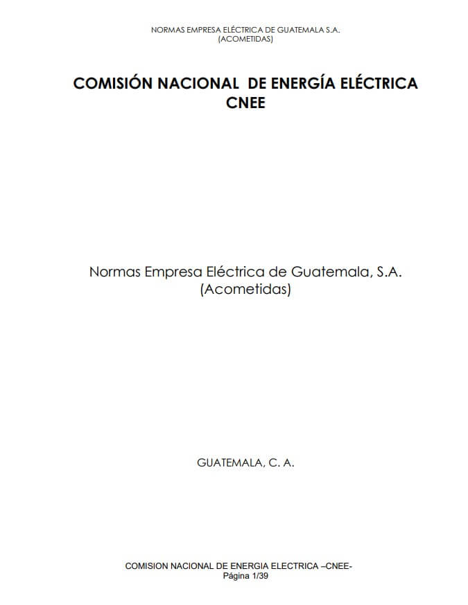 Normas Empresa Eléctrica de Guatemala, S.A. (Acometidas)
